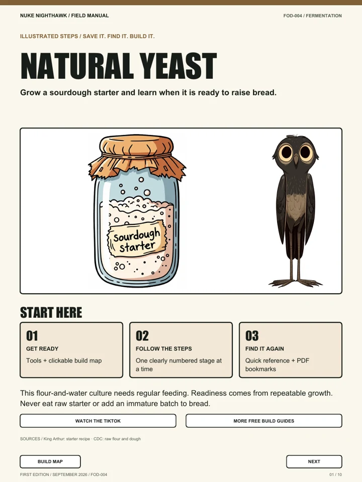 The illustrated Nuke Nighthawk Natural yeast: sourdough starter field-manual cover