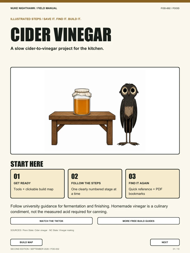 Nuke with a cloth-covered jar of cider, illustrated for this guide